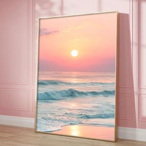 카페 인테리어 그림 핑크 바다 풍경 액자 거실 대형 캔버스 윤슬 감성 풍경화 사진