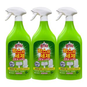 엘지생활건강 홈스타 락스와세제 3X 폼스프레이 후레쉬향 900ml 3개 / 욕실청소 세정제