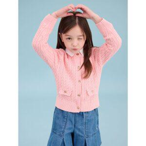 [BEANPOLE KIDS] [Essential] 여아 면 케이블 카디건  코랄 (BI515AGE17)