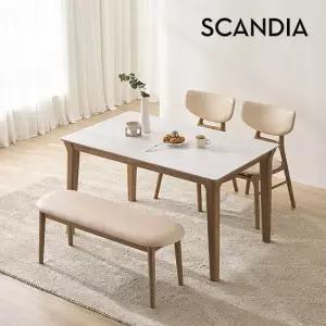 멜리토 포세린 통세라믹 4인용 원목 1300 식탁세트 의자2+벤치1)