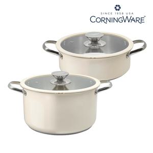 코닝웨어 라일리 컬러 스텐냄비 2종세트 (22전골, 24양수)