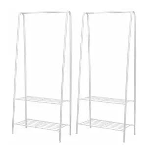 [청소앤]수납 트롤리 행거 철제 2단선반 행거 A형 스탠드 옷걸이 1+1 화이트 블랙