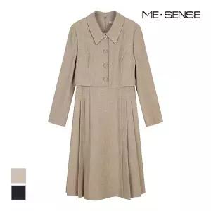 [미센스] 언발 플리츠 카라 원피스_MB4XOPM110A