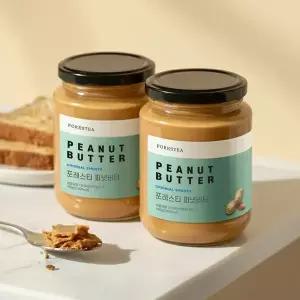 포레스티 국내제조 무첨가 100% 땅콩버터 450g 2병 대용량 무가당 신선한 피넛버터