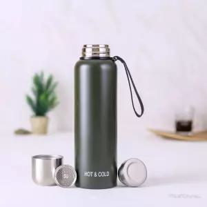 듀얼 보온병 다크그린 1.5L 직장인 캠핑 피크닉 국