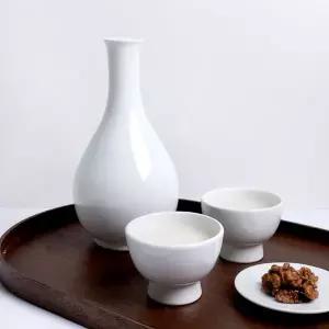 늘 설화 국산 물레 백자 막걸리병 막걸리잔 2인세트