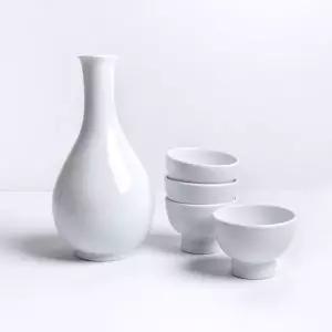 늘 설화 국산 물레 백자 막걸리병 막걸리잔 4인세트