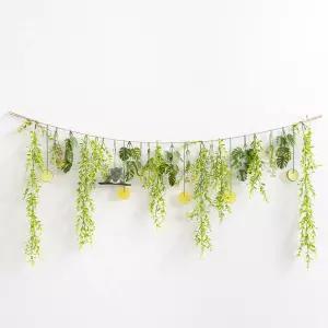 몬스테라 조화 가랜드 네츄럴 그린잎 바인 150x60cm (DIY) 여름 인테리어 꽃 벽장식 벽걸이 소품 현관 문