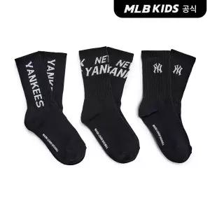 [MLB키즈](공식) 25N 베이직 로고 일대일 양말 3번들 NY (Black) 7ASOB115N-50BKS