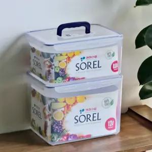 투명 김치통 사각 플라스틱 사료 보관  반찬 용기 가정용