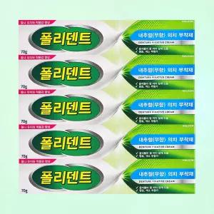 폴리덴트 의치 부착재 틀니 접착제 내추럴 무향 70g 5개