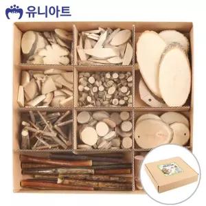 유니아트 (우드) 만들기 공예세트 천연나무A 12종/목공/놀이/조각/나무/공작/공예/재료/천연/목공예/유아