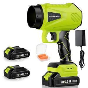 RICIVI 무선 리프 블로워, 21V 3000mAh 배터리 2개, 가볍고 속도 조절 가능, 500W 전원, 464 CFM, 50,000 RPM, 마당 및 정원 청소에 이상적입니다