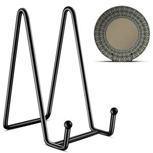 크루오돕 3팩 6인치 접시 스탠드 디스플레이 스탠드, 접시 홀더 디스플레이 스탠드, 액자 스탠드 블랙 메탈 프레임 홀더 스탠드, 책, 스몰 이젤, 장식 접시, 사진 및 플래터, 테이블탑 아트