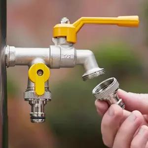 야외용 수도꼭지 2구 밸브 독립 제어 실내겸용 정원 관리