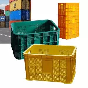 콘티 운반 상자 플라스틱 농산물 사각 과일 박스 6개/바구니/바스켓/이사짐/노란