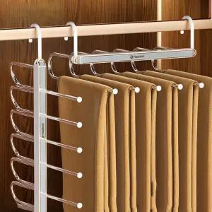 40000KM 6단 접이식 논슬립 바지걸이 치마 하의 수납 옷걸이 그레이