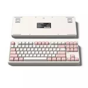 FL-ESPORTS X80 유무선 블루투스 가스켓 마운트 기계식 키보드 크림 핑크 저소음 파도축
