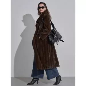 [하프클럽/르니앤맥코이]프렌치 페이크 퍼 벨트 롱 무스탕 코트 LM12MC700HL