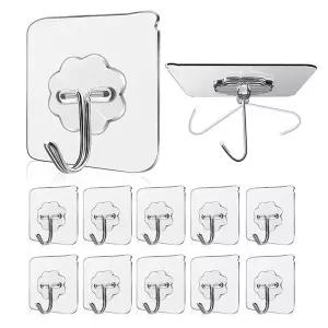 무타공 투명 매직후크 걸이 접착식 고리 NC5 10P/도어후크/무타공걸이/접착고리/마스크걸이/다용도걸이