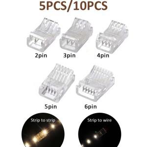 LED 커넥터 8mm 10mm 2핀 3핀 4핀 5핀 6핀 스트립 연결용 스트립-스트립, 스트립-와이어 SMD 라이트 버클