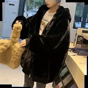 여자 털코트 페이크퍼 아우터 숏 트렌치 집업 후드