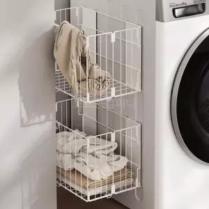 브로든컴퍼니 틈새철제자석선반 무타공세탁기 무타공 벽걸이 주방스텐 수납 화이트 베란다장 다용도실장 좁