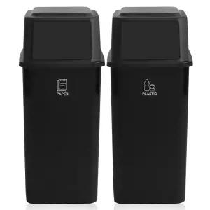 홈 깊은 쓰레기 분리수거함 60L 블랙