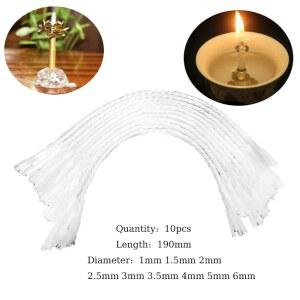 10PC 길이 19CM 흰색 유리 섬유 심지 생일 양초에 사용 무연 DIY 오일 램프 양초 만들기 용품 직경 6MM