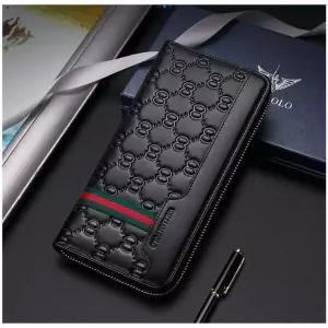 윌리엄폴로 기하학 엠보 소가죽 장지갑