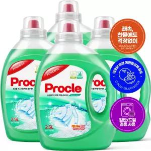 [하나 더] 프로클 부스터젤 액체 세탁세제 2.5L 4개 대용량 일반 드럼 세탁기 고농축 실내건조