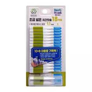 S 일반형 치간칫솔 1.1mm 18개입 877375