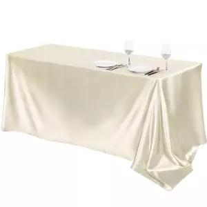 호텔 새틴 식탁보 연회 화이트 대형 파티 145x260cm 원단 테이블보 웨딩 실크