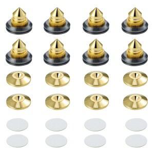 PAILVENS 라우드스피커 스파이크 8개 포함 합금 높이 접착 세트 피트 조절 패드 16X 스파이크 서브우퍼 가능 구리