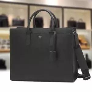 [헤지스](대전신세계)[15인치 노트북 수납가능]블랙 로고배색 소가죽 서류가방 HJBA6E650BK