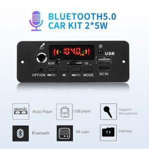 블루투스 5.0 10W 증폭기 MP3 디코더 보드 무선 음악 플레이어 5V 자동차 FM 라디오 모듈 USB TF 음악 서브