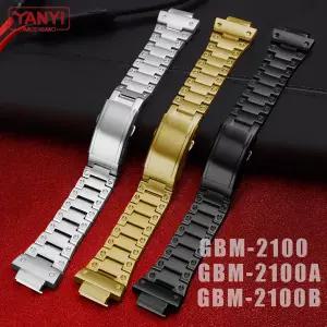 호환 카시오 gshock 용 스테인레스 스틸 시계 밴드 GBM-2100 GBM2100 GBM-2100A-2BPR GBM-2100B GM-2100 시