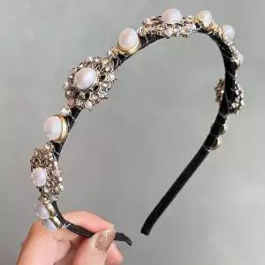 TBZ 우아한 패션 진주 큐빅 보석 레트로 공주풍 화관 헤어밴드