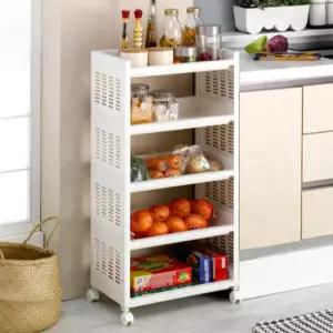 이동식 트롤리 다용도 바퀴형 수납장 이동식 선반 5단 욕실수납선반 조립식 다단 좁은 거실 주방