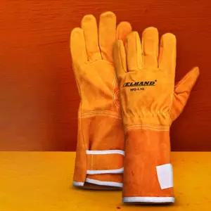 프리사이즈 소가죽 내피유 34CM 용접 장갑 WG-LIG 1쌍/안전/절연/내열/겨울/공업/알곤/방열/아크/두꺼운/티