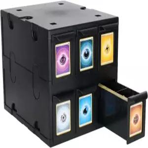 BCW 6 서랍 카드 카탈로그 - 블랙 스태커블 트레이딩 정리함 스포츠 게이밍 탑로더 및 마그네틱 보관함