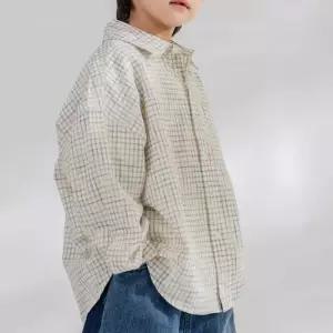 주니어 남아 체크셔츠 키즈 긴팔 셔츠 초등학생 봄가을 크리즈 남방 데일리코디 등원룩