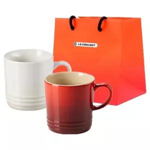 르크루제 카푸치노 머그컵 200ml 2종 + 쇼핑백 세트 쉘핑크 머랭 1세트