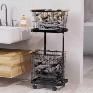 철제 빨래 바구니 바퀴형 스틸 세탁물 이동식 빨래 바구니 빨래통 와이어 다용도 세탁실 정리함 바스켓