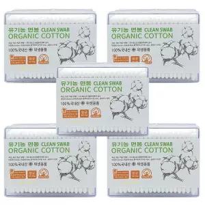 풍성 유기농 오가닉 순면 면봉(사각) 200개입 X 5개 대용량 위생 항균 면봉
