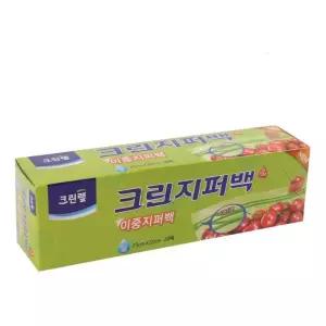 크린 이중 지퍼백 25cmx30cm 20매/위생팩/일회용/비닐팩/비닐백/슬라이딩/세트/두꺼운/스탠드/방수/냉동