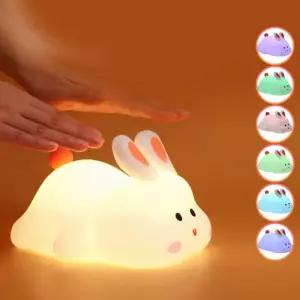 KC인증LED충전식 토끼무드등 실리콘 수면등 터치 토끼 무드등 집들이 수명유도 수유등