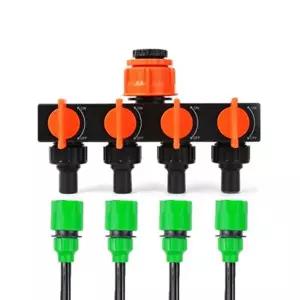 물호스 스분 분배기 다용도 정원용 4구 개별 잠금 밸브 호스 수도 수도꼭지 커넥터 원터치 제어 용품 부품