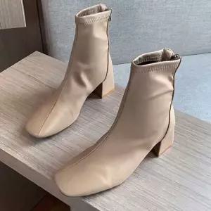 앵클 부츠 데일리 첼시 삭스 여성 앵클 부츠 지퍼 기본 워커 미들 슈즈 구두