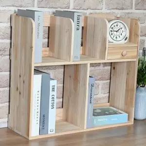 2단 책꽂이 삼나무 서랍형 정리대 원목 책꽂이 공부방 수납장 정리함 선반형 선반